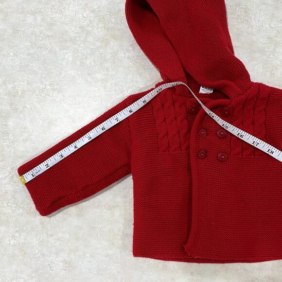 2 Knit Baby Hooded Jackets in colors yellow and red Size 12M - Picture 6 of 12